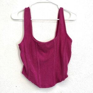 NEW Moa Moa Boutique Fuchsia Corded Corset Cut Tank Top Size Large